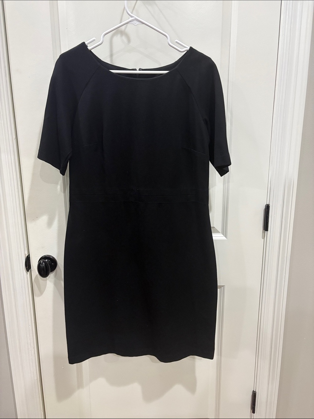 Talbots Black Short-Sleeve Midi Sheath Dress